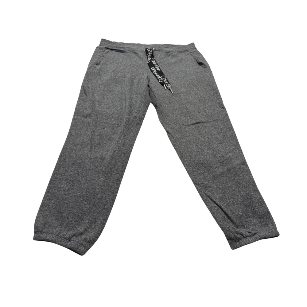 Calvin Klein Performance Heather Gray Joggers Logo Drawstring Sweatpants Large